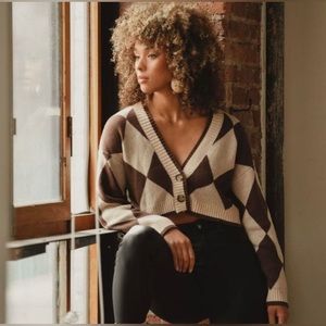 Worn once • Excellent Condition 12th Tribe Cropped Checkered Sweater